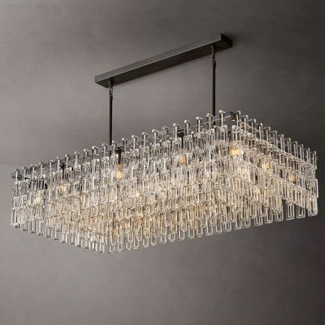 Pendelleuchte Kristall Eckiges Design aus Eisen 19 flammig
