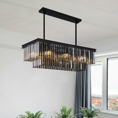 Hängeleuchte Eckiges Design aus Glas Eisen 8 flammig