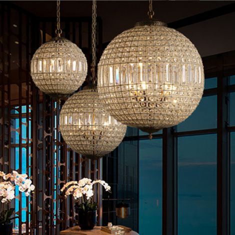 Pendelleuchte Landhaus Kugel Design aus Glas Eisen 1/3/5 flammig