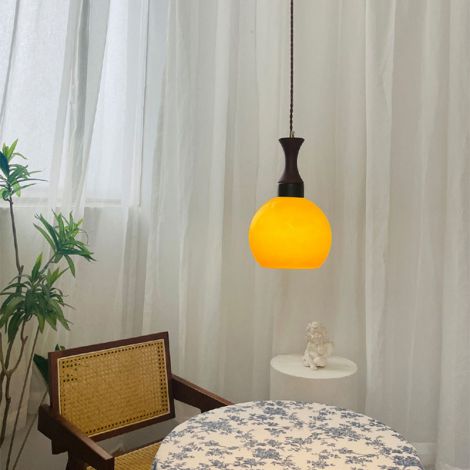 Französische Antik Brot Pendelleuchte aus Glas