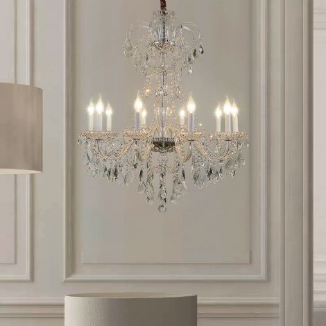 10 flammiger transparenter Kristall Kerzenleuchter