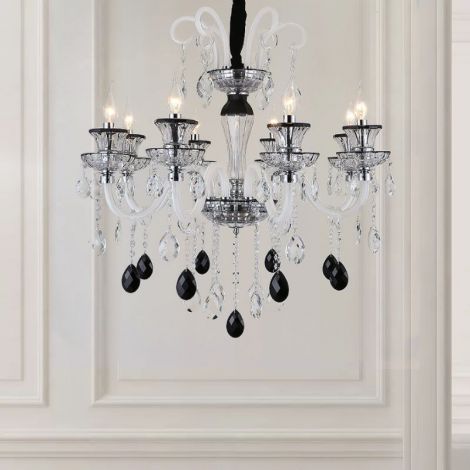 8/10 flammiger schwarzer Kristall Kerzenleuchter