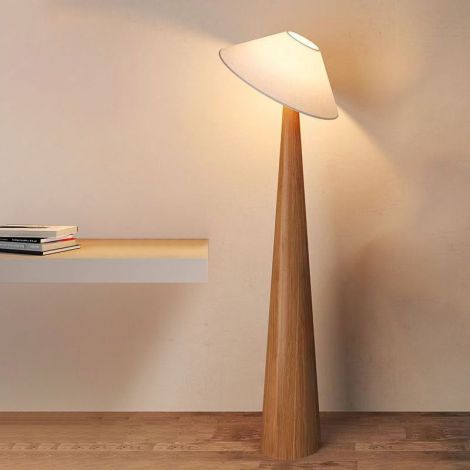 Stehlampe aus Eisen Konisch mit Holzmaserung