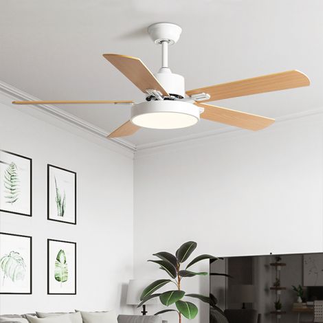 Led Deckenventilator mit Beleuchtung aus Acryl 5 Holz Flügel