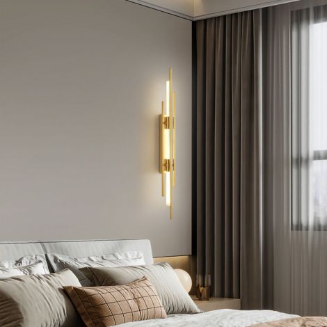 Led Wandleuchte Leiste aus Acryl Messing in Bronze/Schwarz