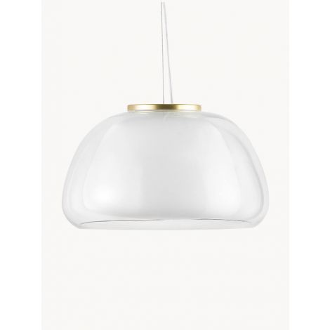 Glas Pendelleuchte aus Metall im Esstisch