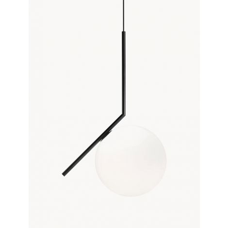 Mundgeblasene Pendelleuchte aus Glas Metall