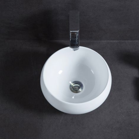 Keramik Waschbecken Weiß für Gäste Bad Rund 32cm (ohne Wasserhahn)