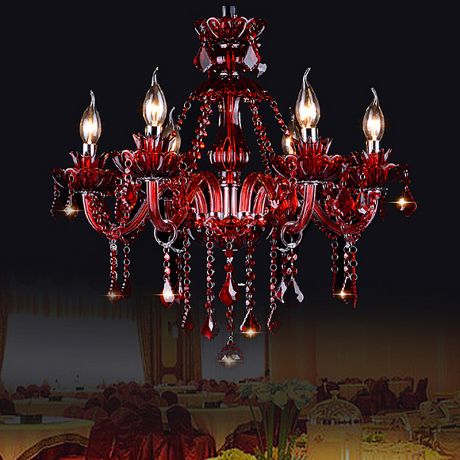 Kristall Kronleuchter Europäisch Kerzen Design in Rot