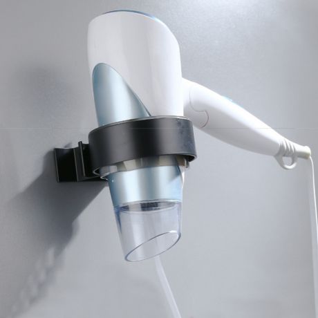 Haartrocknerhalter Wandmontage aus Aluminium in Schwarz