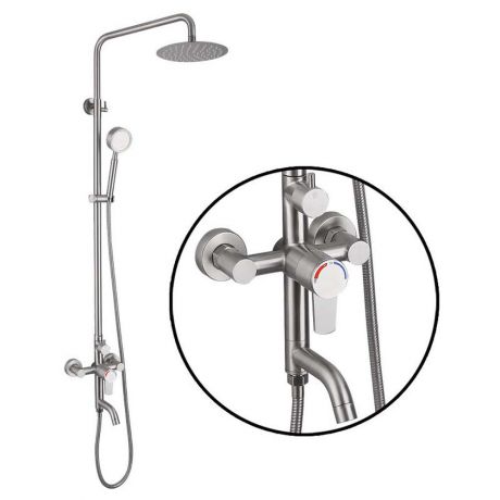 Duschsäule mit Thermostat Einhand Runde Kopfbrause aus Edelstahl