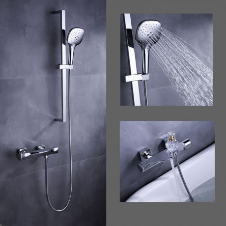 Thermostat Wannenarmatur mit Hubstange 2 Loch 2 Griff aus Messing