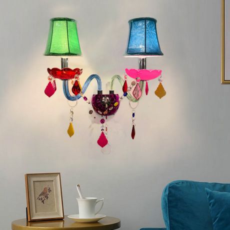 Wandlampe aus Kristall in Bunt E14 2 flammig