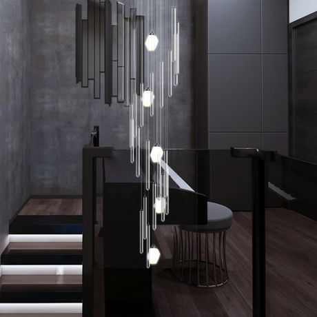 Led Pendelleuchte 9 flammig Glas Edelstahl
