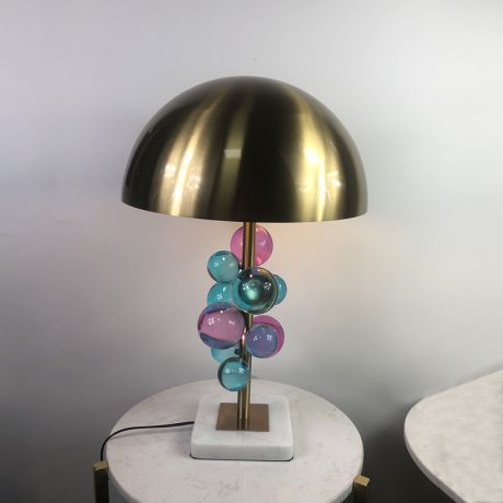 Tischlampe Halbkugel Design aus Eisen Kristall 2 flammig