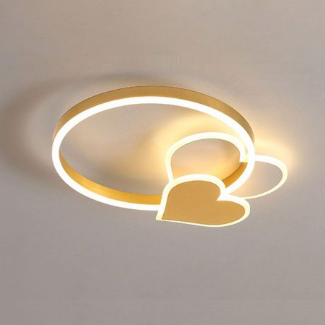Moderne Deckenlampe Led Herz Design aus Aluminium in Gold