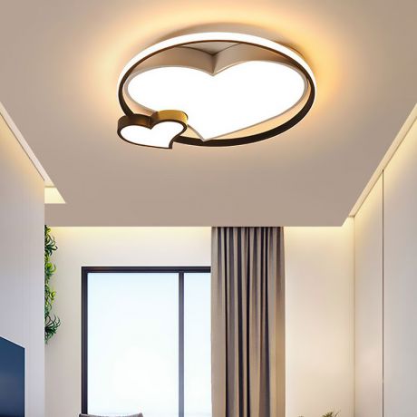 Led Deckenleuchte Modern Doppel Herzen Design in Schwarz / Weiß für Wohnzimmer