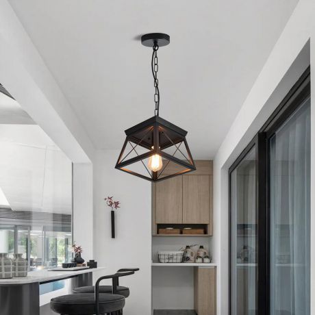 Retro Metall-Pendelleuchte mit Vintage-Optik und Trapez-Form für Wohnräume