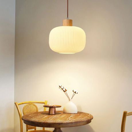 Japanische Pendellaterne Glas Holz Wohnzimmer