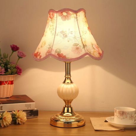 Europäische Tischlampe Glas bedruckt Schlafzimmer