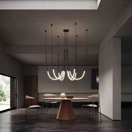 LED Pendelleuchte Bambus Design Gold 6-flammig