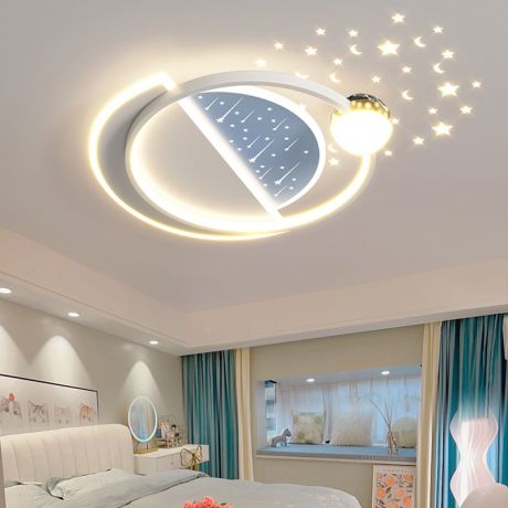 Led Deckenleuchte Modern Rundes Design mit Sternenhimmel Projektor