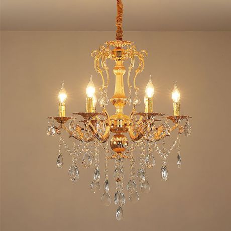 Prunkvoller Gold Kristall Lüster mit Eisen-Design