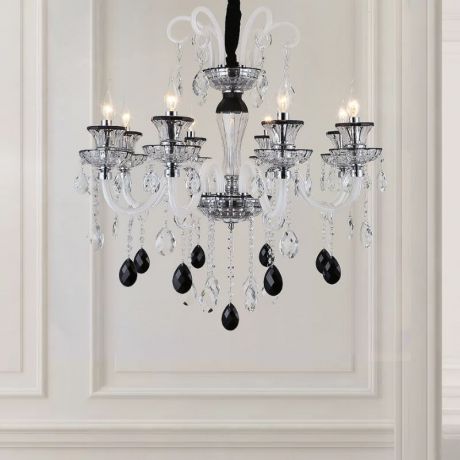 8/10 flammiger schwarzer Kristall Kerzenleuchter