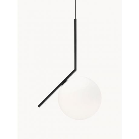 Mundgeblasene Pendelleuchte aus Glas Metall