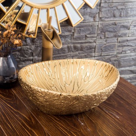 Aufsatz Waschbecken Keramik 40*30cm mit Ablaufgarnitur