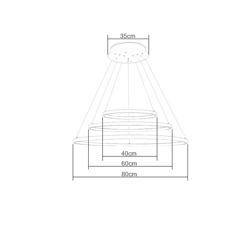 (EU Lager)Led Pendelleuchte Modern Ring Design aus Aluminium 80+60+40cm